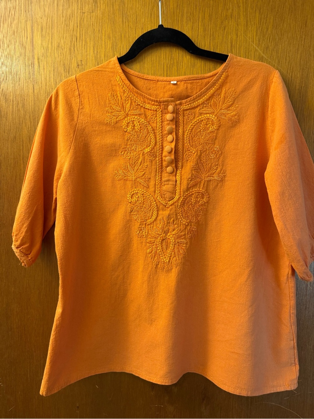Embroidered Orange Tunic Top